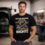 Som mechanik traktorov! Čierne tričko (Angličtina)
