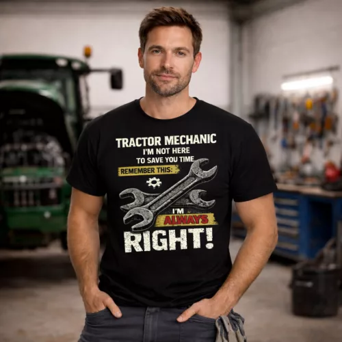 Som mechanik traktorov! Čierne tričko (Angličtina)