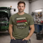 Kladivo, Nadávky, Účet... Zelená tričko s motívom mechanika traktorov (Angličtina)