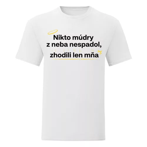 Nikto múdry z neba nespadol, zhodili len mňa (biely pánske tričko)