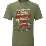 Ak ešte raz spomenieš YouTube... Zelená  tričko s motívom opravára traktorov (Angličtina)