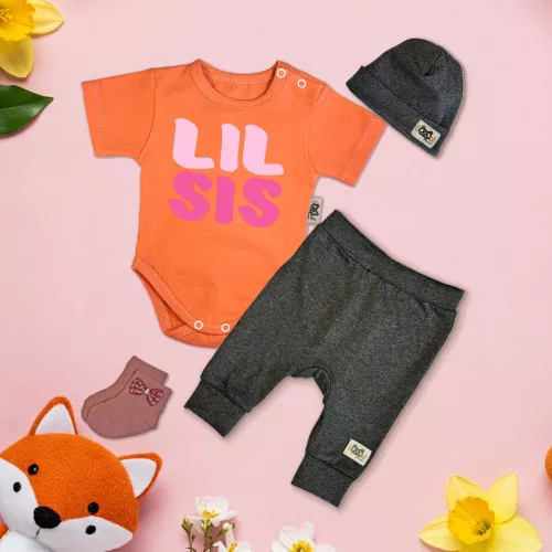 exkluzívna súprava detského oblečenia lil sis pomaranče/tmavo béžová