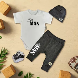   exkluzívna súprava detského oblečenia little man biely/tmavé so svetlými prameňmi