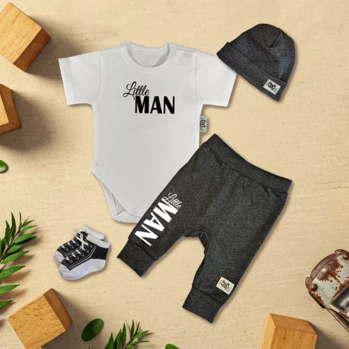 exkluzívna súprava detského oblečenia little man biely/tmavé so svetlými prameňmi