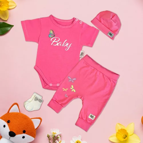 detská ružová/ružová exkluzívna súprava detského oblečenia