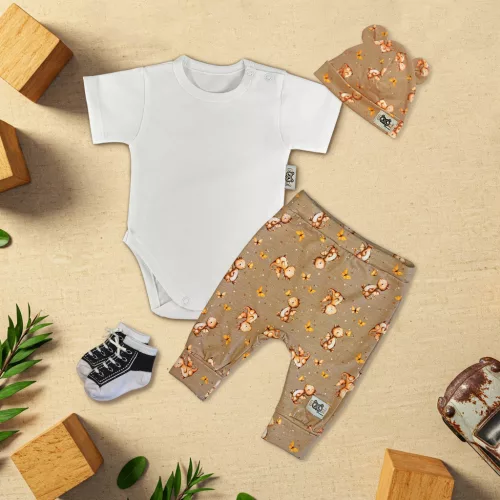 exkluzívna súprava detského oblečenia biely/hnedý drak