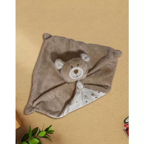 medveď béžová šatka s hviezdnym bielym vzorom
