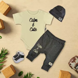   exkluzívna súprava detského oblečenia pokojná a roztomilá vanilka/tmavý zvýrazňovač