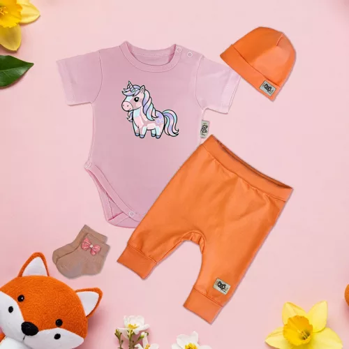 exkluzívna súprava detského oblečenia unicorn ružová/orange