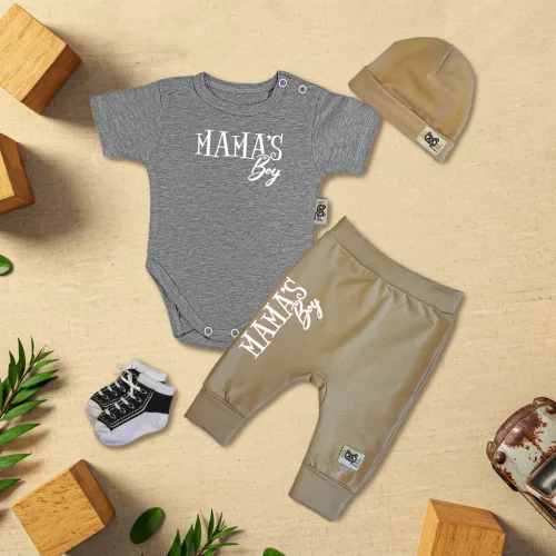 exkluzívna súprava detského oblečenia mama's chlapec sivá/kávová