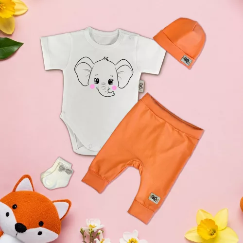 exkluzívna súprava detského oblečenia slonia biela/oranžová