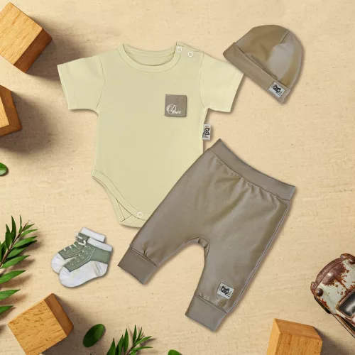 exkluzívna súprava detského oblečenia do vrecka s vanilkou/kávou