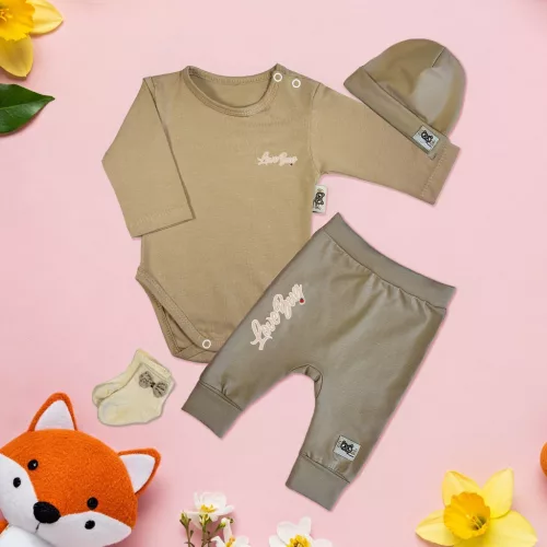 exkluzívna súprava detského oblečenia love bug káva/káva (s dlhým rukávom)