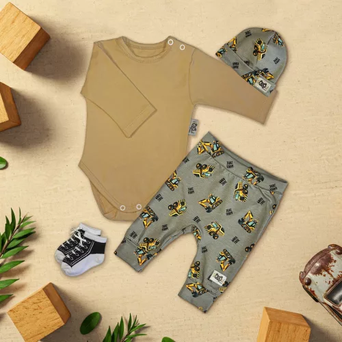 kávový/svetlý stroj exkluzívna súprava klasického detského oblečenia