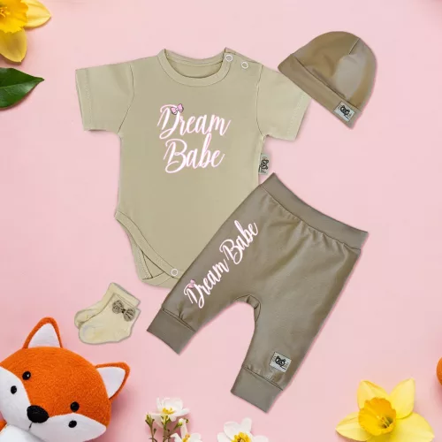 exkluzívna súprava detského oblečenia dream babe piesok/káva