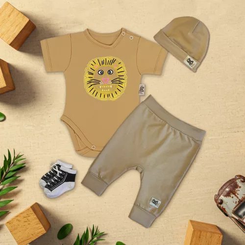 exkluzívna súprava detského oblečenia leví orech/káva