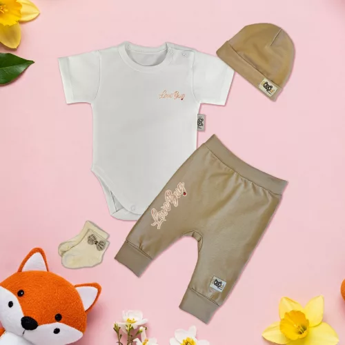 exkluzívna súprava detského oblečenia love bug biely/káva exclusive