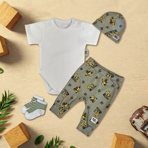 exkluzívna klasická súprava detského oblečenia s bielym/svetlý stroj