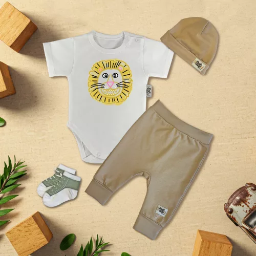 exkluzívna súprava detského oblečenia leo biely/coffe