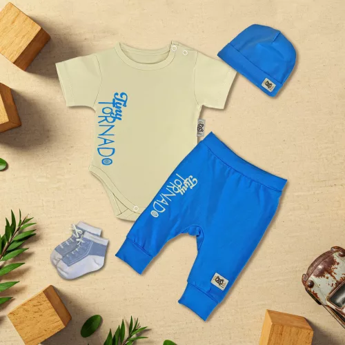 exkluzívna súprava detského oblečenia tiny tornado vanilla/modrá