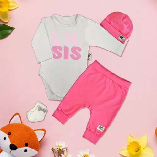 exkluzívna súprava detského oblečenia lil sis biela/ružová (s dlhým rukávom)