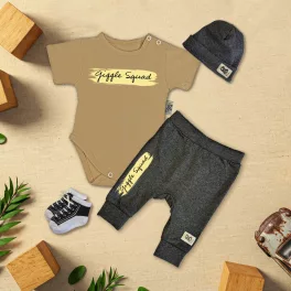   exkluzívna súprava detského oblečenia giggle squad káva/tmavá zmrzlina