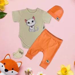   exkluzívna súprava detského oblečenia pre bábätká v mačky piesková/oranžová