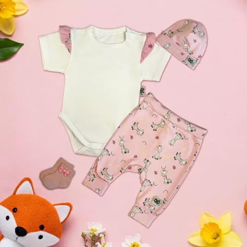 exkluzívna súprava detského oblečenia s bielym volánom/žirafou