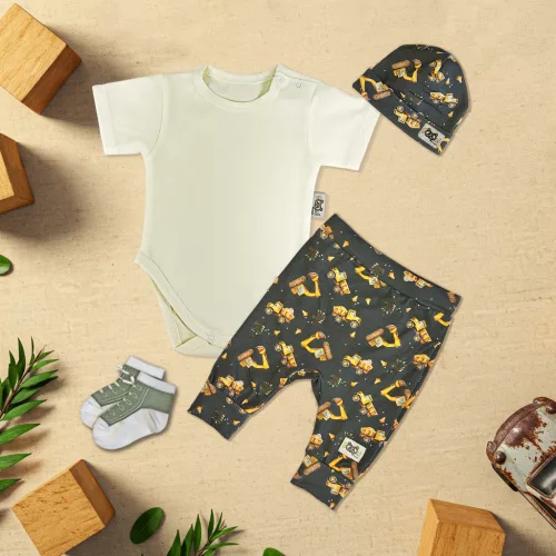 exkluzívna súprava klasického detského oblečenia so sivobielymi/tmavými rúčkami