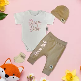   exkluzívna súprava detského oblečenia dream babe biely/káva