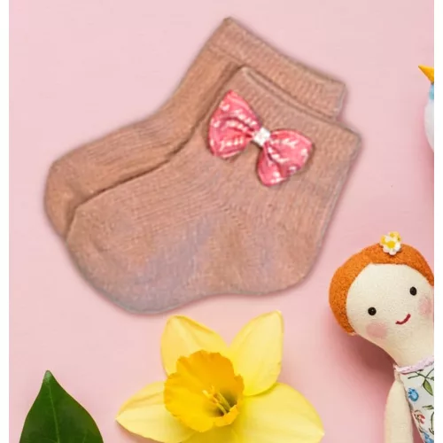 darčekové detské ponožky s broskyňovou mašľou