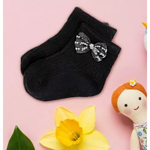 darčekové detské ponožky s mašľou čiernej farby