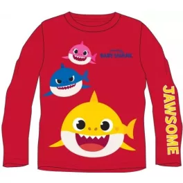   bábätká shark detské tričko s dlhým rukávom červené, veľkosť 92-104-116