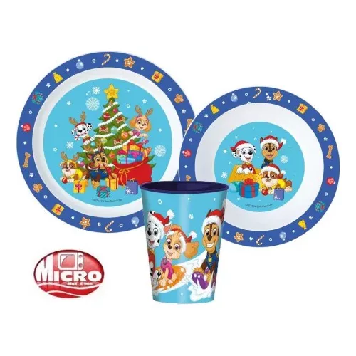 vianočný riad paw patrol, mikro plastový sada