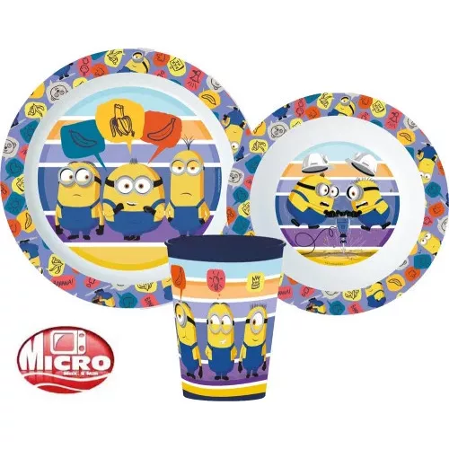 riad minions, mikro plastový sada, so pohárm 260 ml